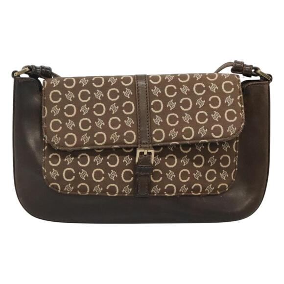 CELINE C Macadam Canvas Shoulder Bag Brown Gold - Picture 2 of 12